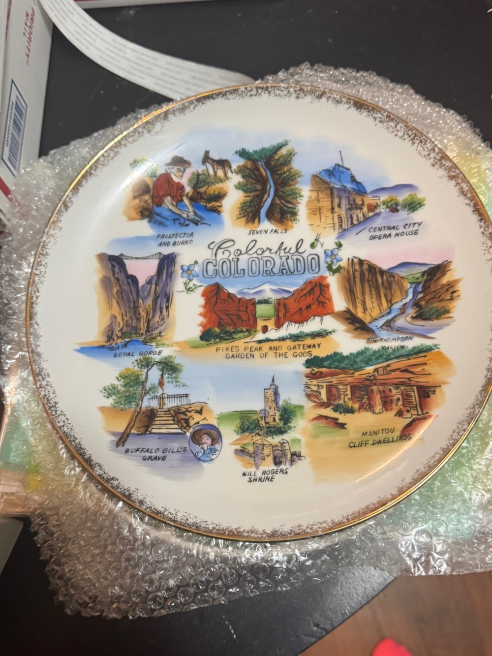 Levi's White Decorative Colorado Plate with Multicolor Scenic Artwork